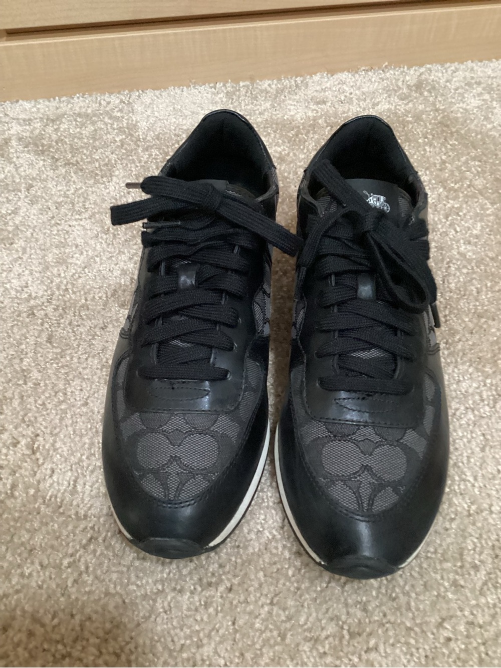 Coach Black and Gray Signature Pattern Runner Sneakers